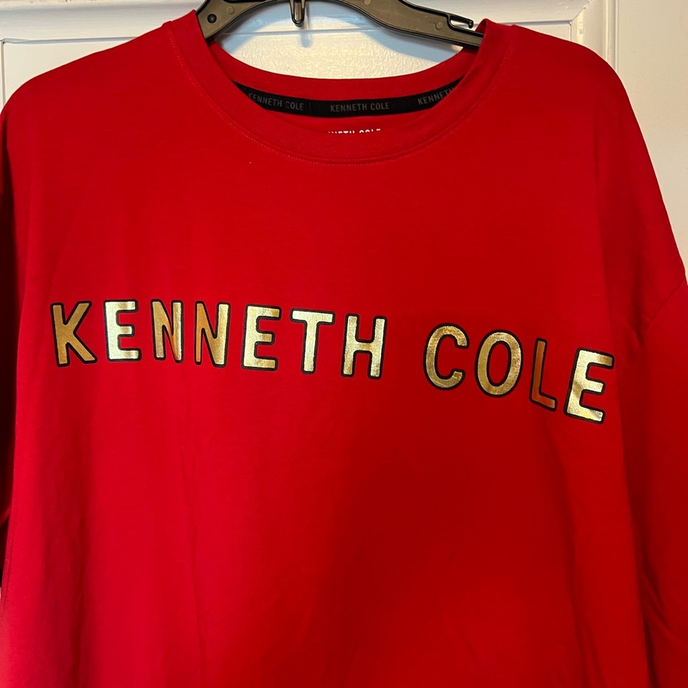 Kenneth Cole Vibrant Red Top with Gold Accents